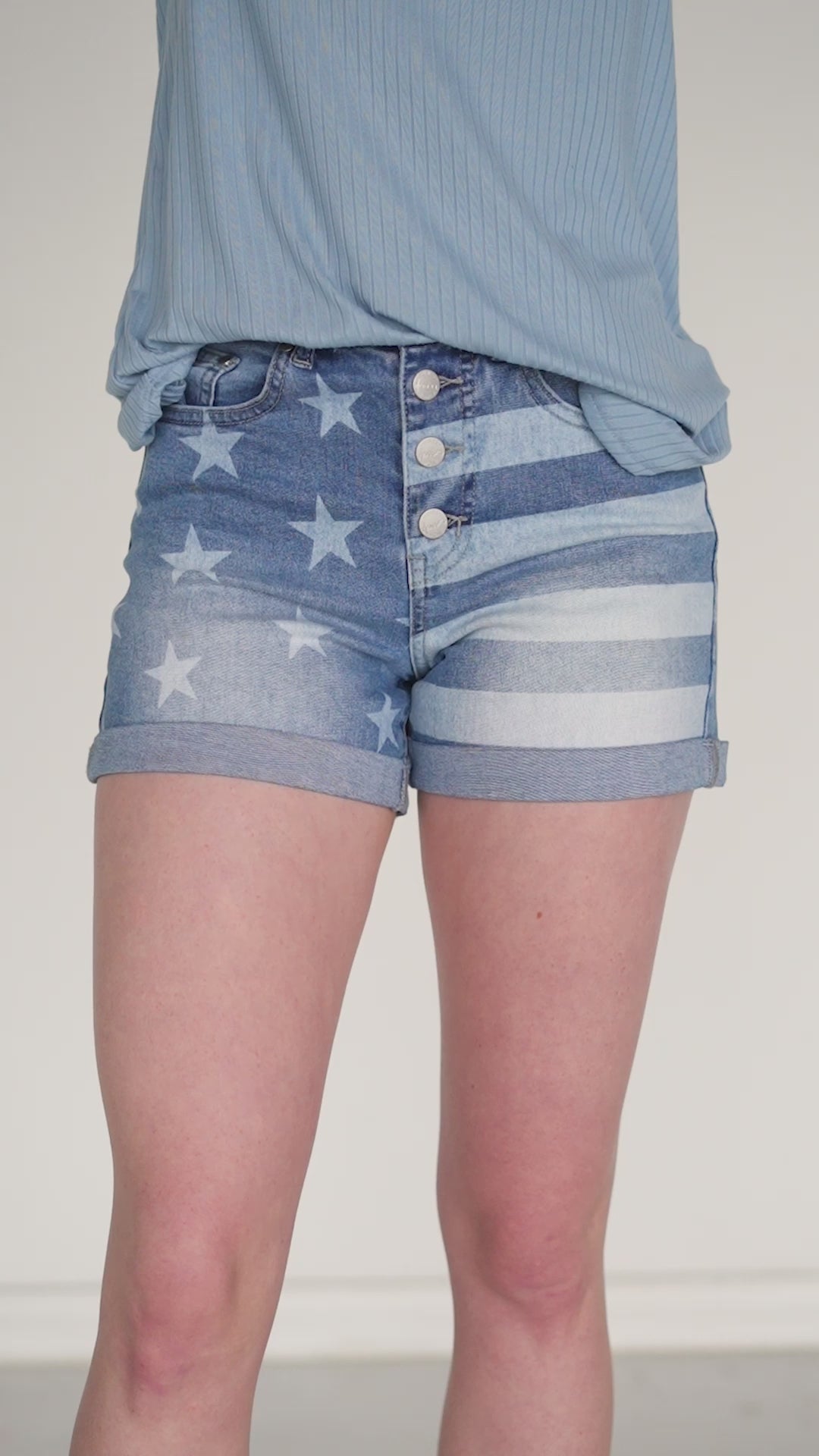 USA Flag Denim Shorts