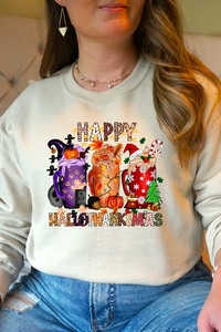 Happy HalloThanksMas Graphic Sweatshirt