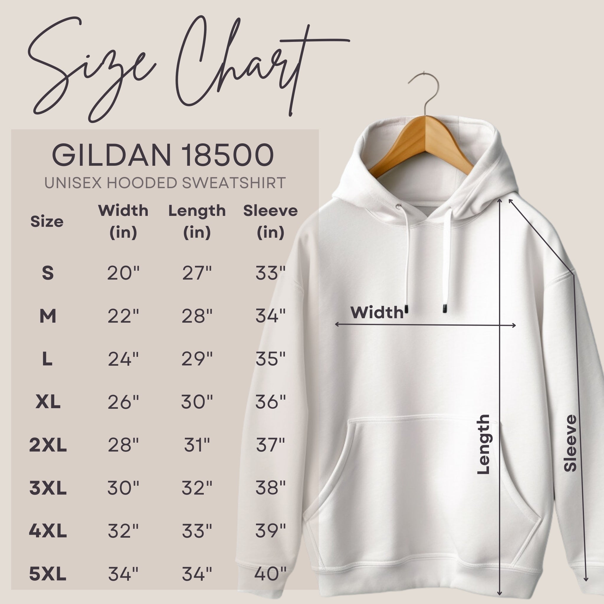 Hoodie Size Chart