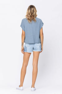 Judy Blue Contrast Panel Shorts Style 150016