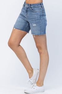 Judy Blue Embroidered Pocket High Waist Cut Off Shorts Style 15102