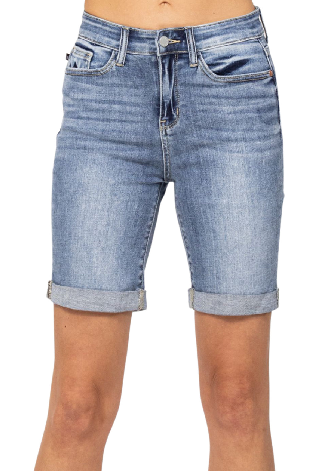 Judy Blue Cuffed High Rise Bermuda Shorts Style 15226