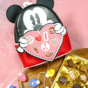 EXCLUSIVE- LOUNGEFLY- Mickey Mouse Chocolate Box Valentine Mini-Backpack