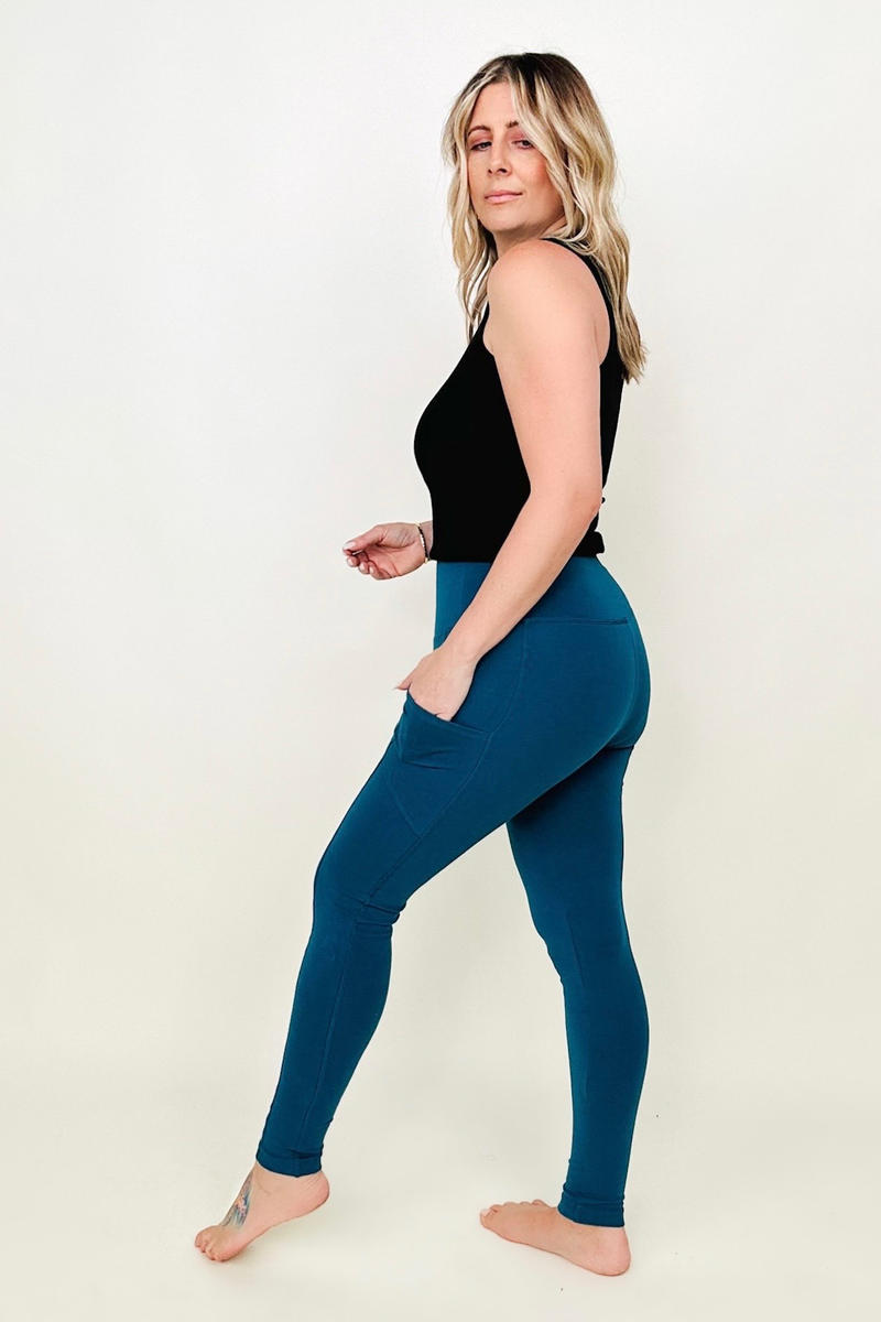 Cotton Wide Waistband Pocket Leggings