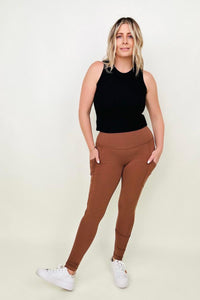 Cotton Wide Waistband Pocket Leggings