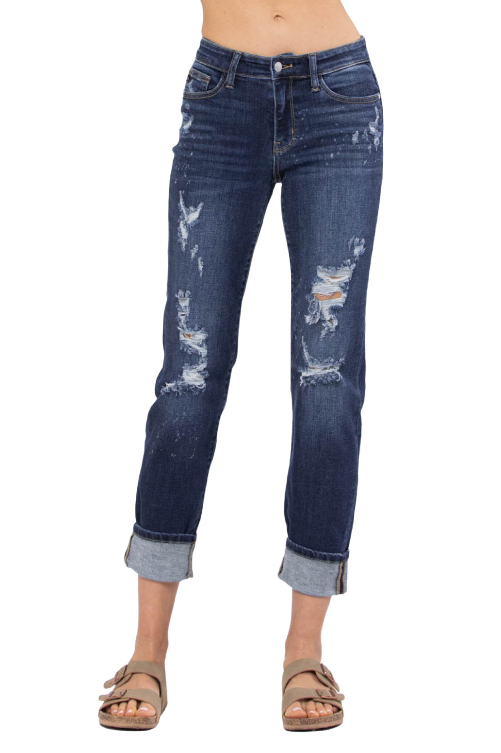 Judy Blue Jeans Bleach Splash Destroyed Boyfriend Style 82198