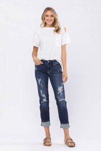 Judy Blue Jeans Camden Bleach Splash Destroyed Boyfriend Style 82198