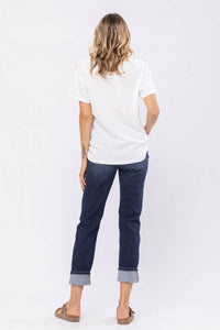 Judy Blue Bleach Splash Destroyed Mid-Rise Boyfriend Jeans Style 82198