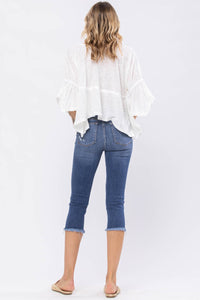Judy Blue Raw Hem Cuff Mid-Rise Capri Style 82268