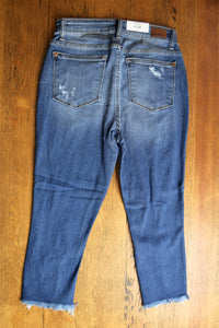 Judy Blue Raw Hem Cuff Mid-Rise Capri Style 82268