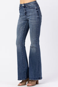 Judy Blue Contrast Trouser Flare High Waist Jeans Style 82288