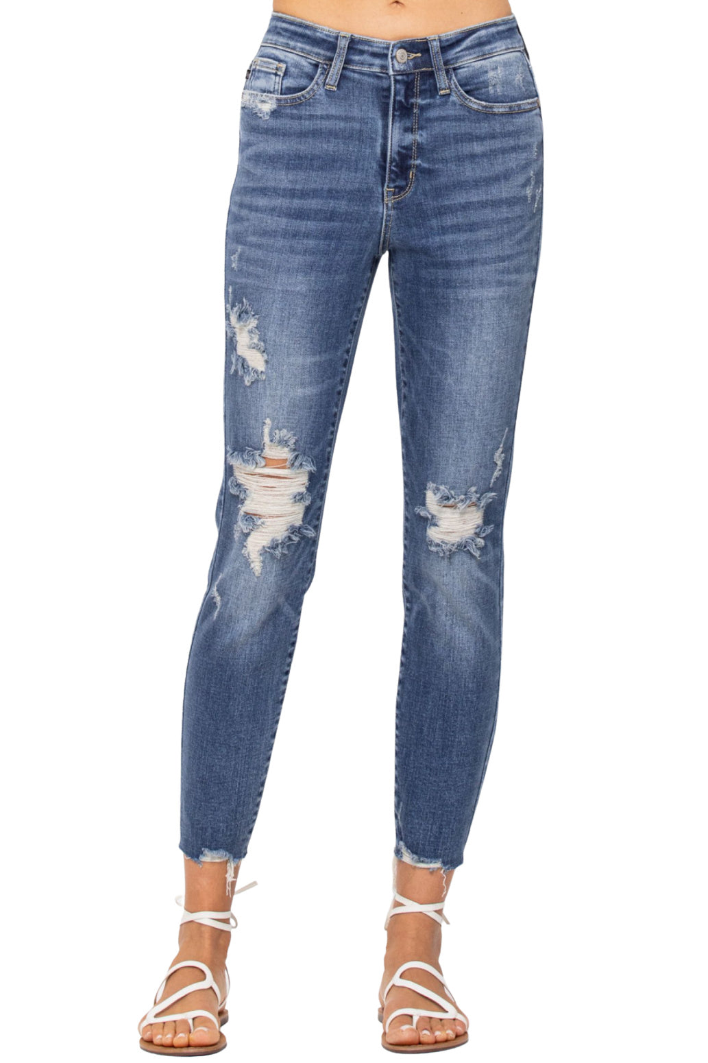 Judy Blue Destroyed High Rise Relaxed Fit Jeans Style 82306