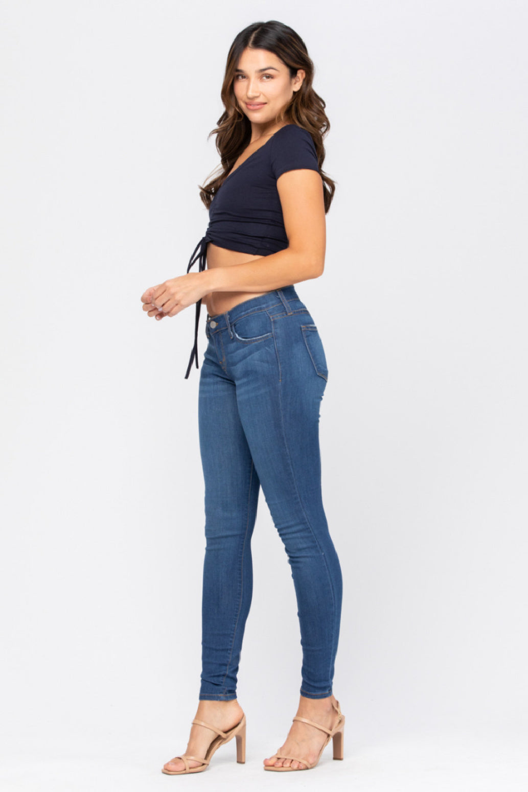 Judy Blue Handsand Medium Wash Rayon Skinny Jeans Style 8390