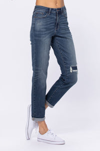 Judy Blue Monroe Destroyed Knee Patch Boyfriend Jeans Style 88317