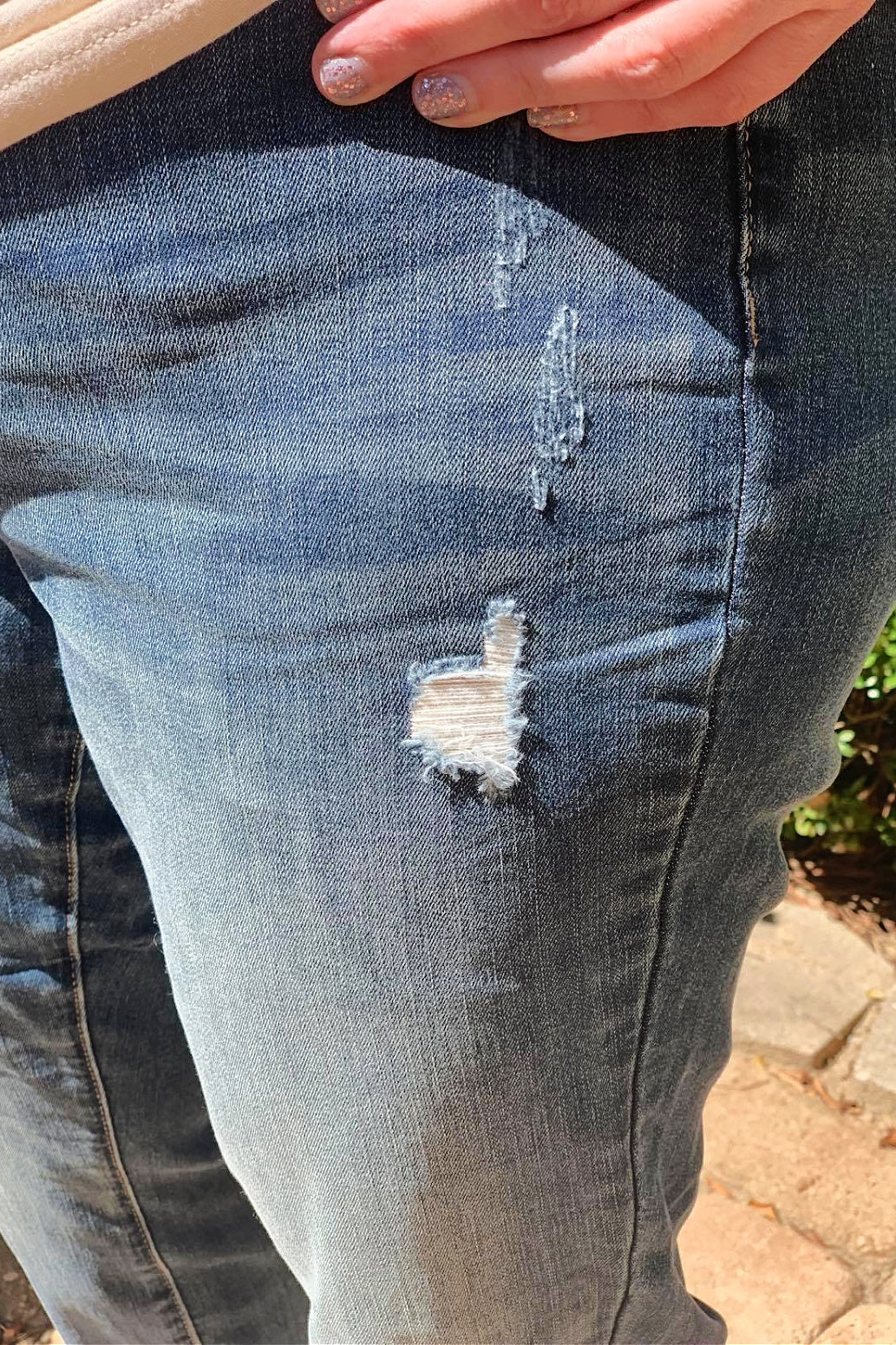 Judy Blue Destroyed Knee Patch Boyfriend Jeans Style 88317