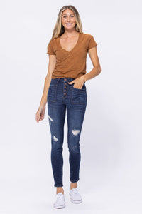 Judy Blue Cargo Patch High Rise Skinny Jeans Style 88324