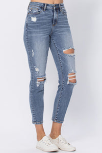 Judy Blue Destroyed High Rise Slim Fit Jeans Style 88372