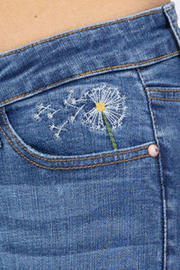 Judy Blue Dandelion Embroidered High Rise Skinny Jeans Style 88415