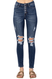 Judy Blue Button Fly Skinny High Waist Jeans Style 88477