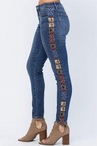 Judy Blue Western Print Mid-Rise Relaxed Fit Jeans Style 88492