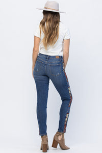 Judy Blue Western Print Mid-Rise Relaxed Fit Jeans Style 88492