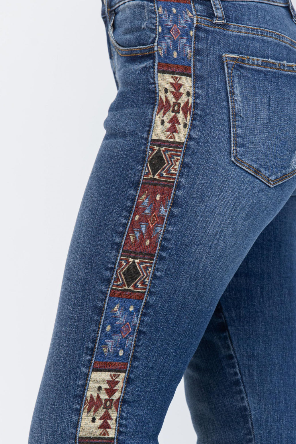 Judy Blue Western Print Mid-Rise Relaxed Fit Jeans