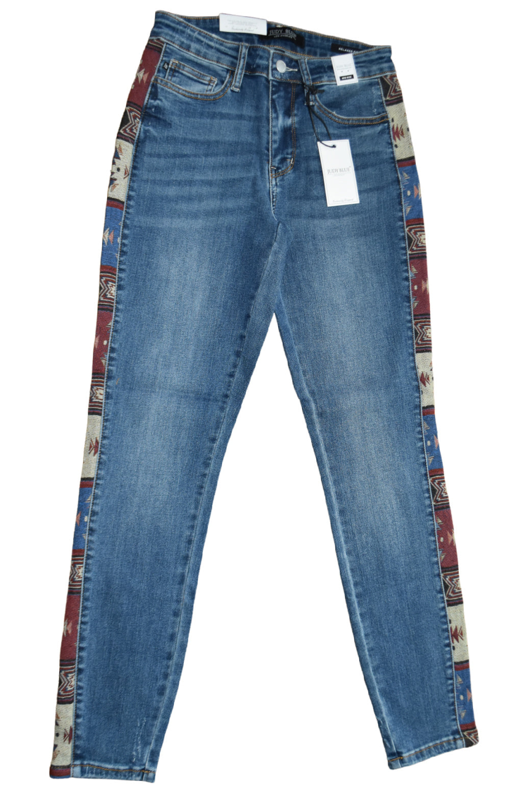 Judy Blue Western Print Mid-Rise Relaxed Fit Jeans