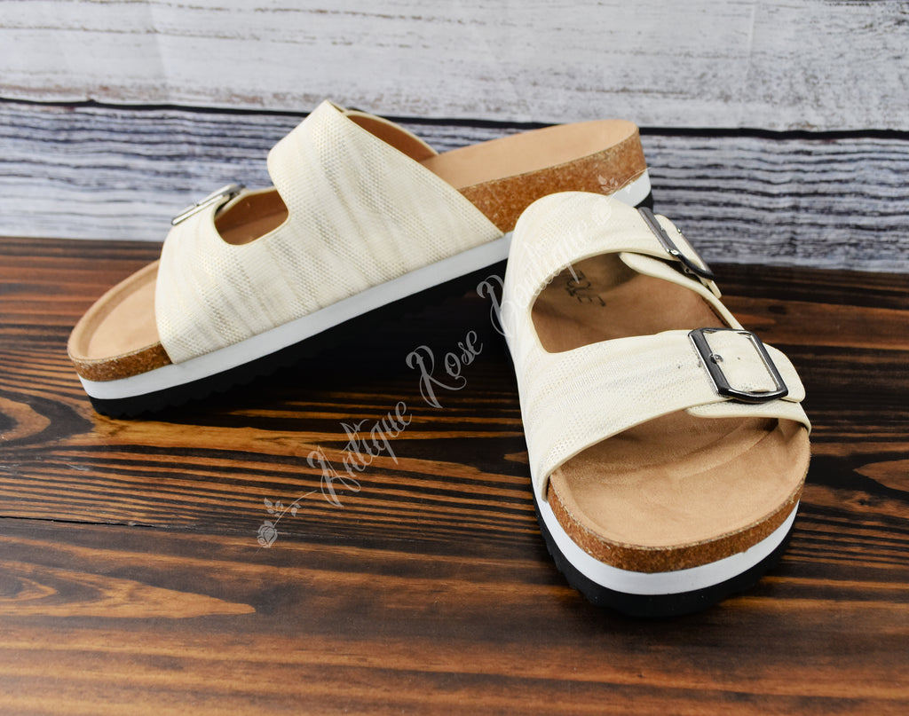 Corkys Beach Babe White Metallic Sandals