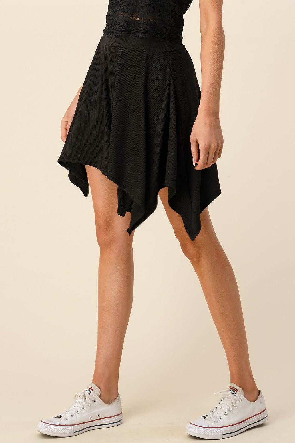 Flowy Black Asymmetrical Shorts