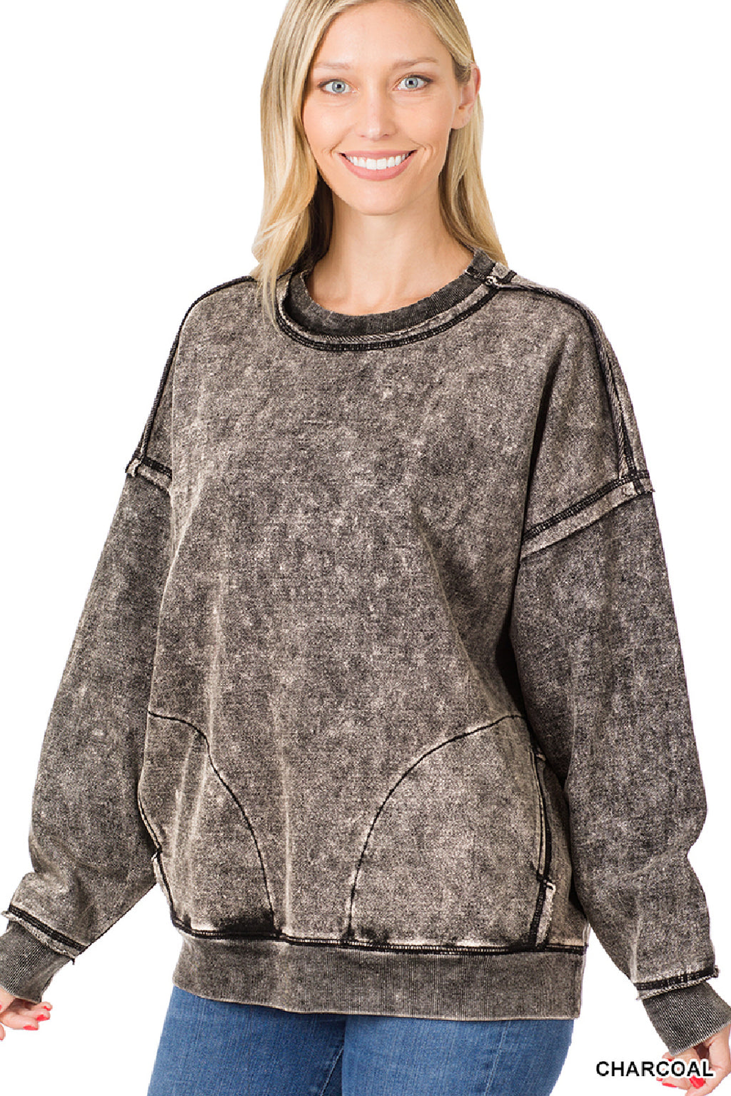 French Terry Charcoal Mineral Wash Sweatshirt