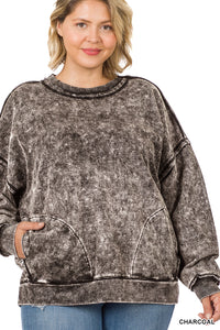 French Terry Charcoal Mineral Wash Sweatshirt