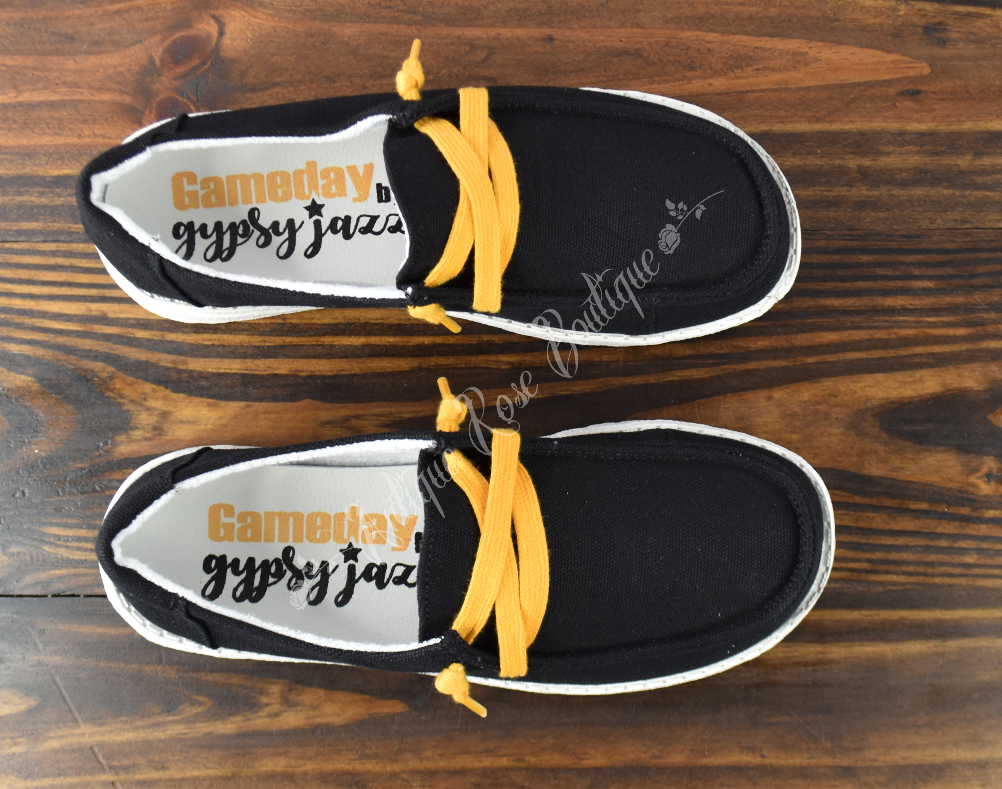 Very G Gypsy Jazz Black & Yellow Game Day Fashion Sneakers
