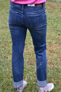 Judy Blue Double Cuff Long Boyfriend Mid-Rise Jeans Style 88357