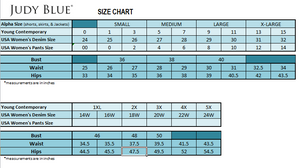 Judy Blue Jeans Sizing Chart