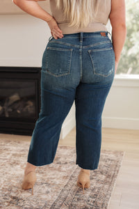 Judy Blue High Rise Distressed Wide Leg Crop Jeans