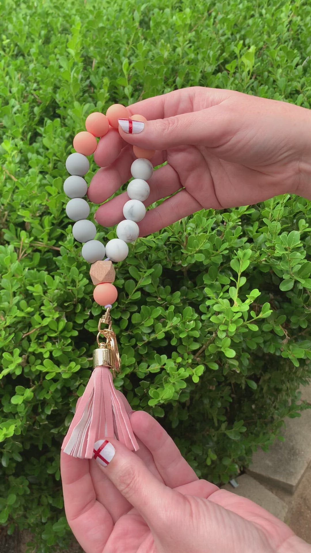 Silicone Key Ring Wristlet With Leather Tassel