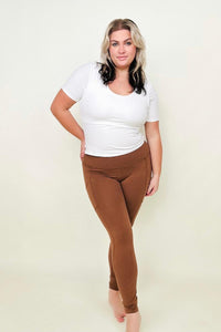 Cotton Wide Waistband Pocket Leggings