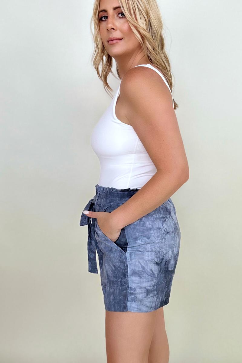 Cotton Bleu Tie Dye Printed Casual Shorts With Belt